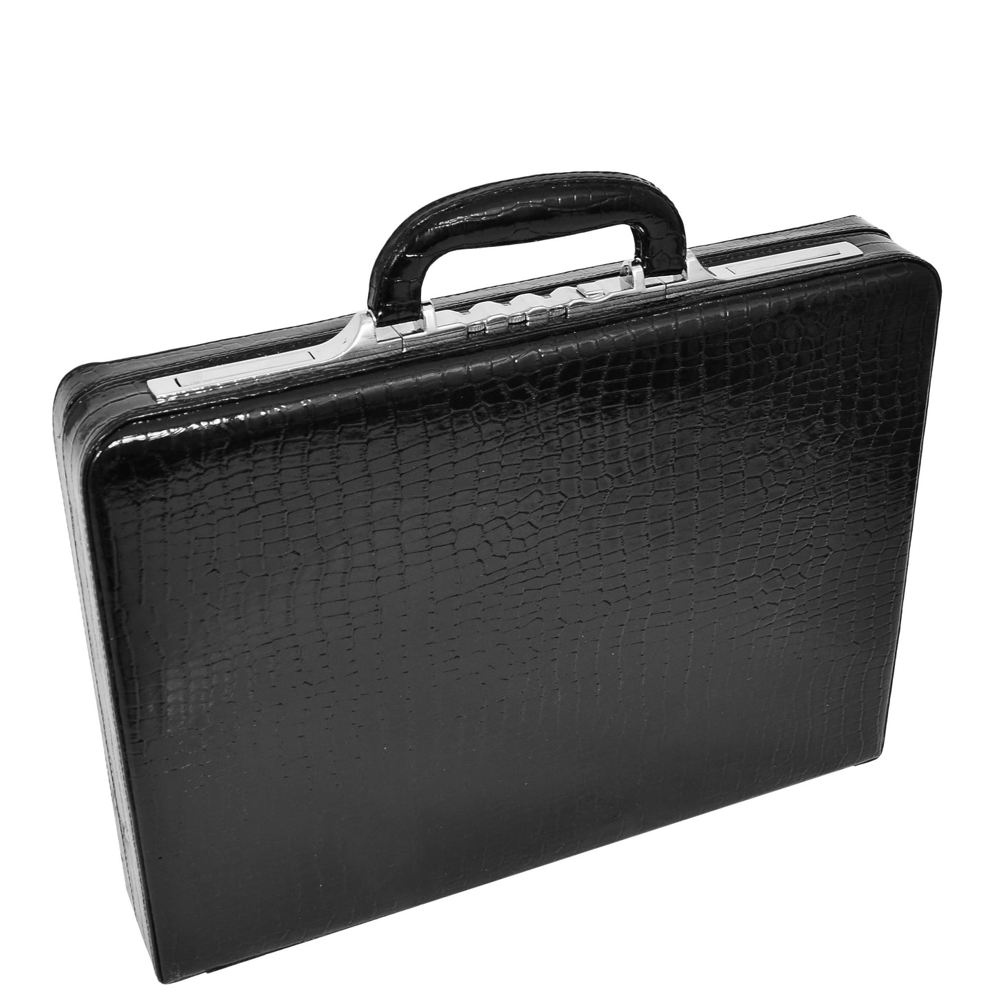 Traditional Croc Print Attaché Case HOL87 Black