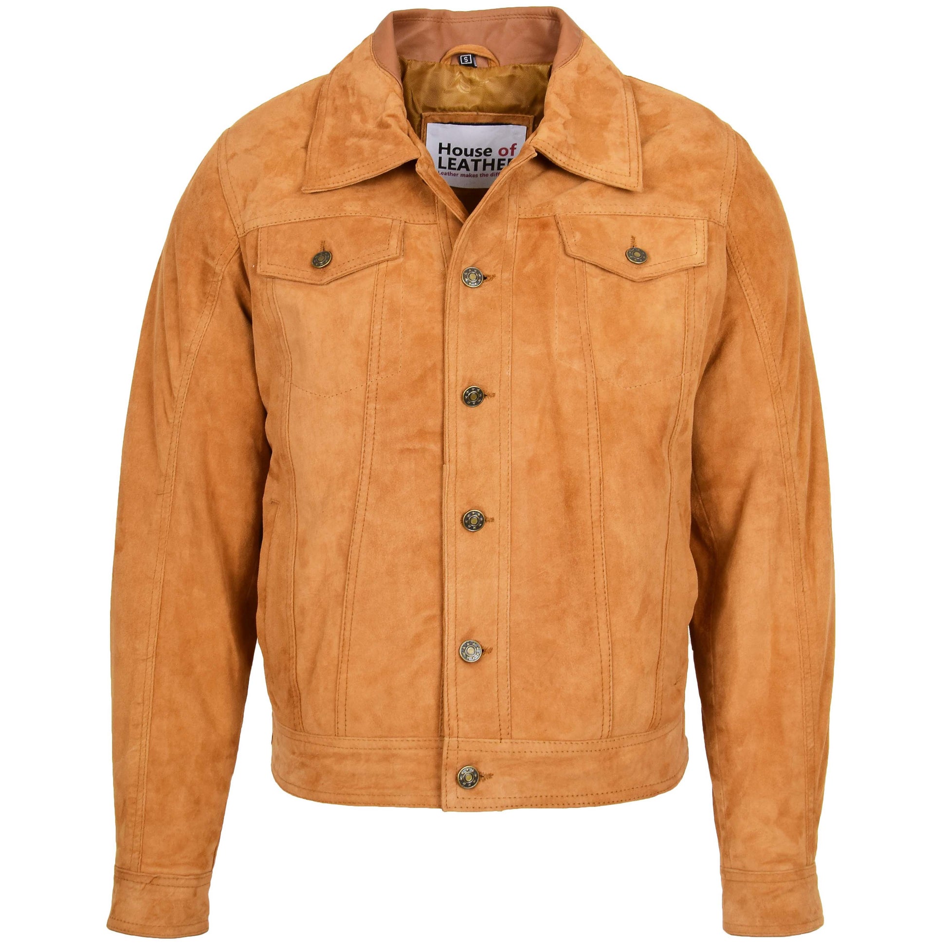 Mens Real Suede Trucker Harrington Jacket Daryl Tan