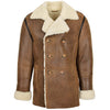 Mens Double Breasted Sheepskin Jacket Theo Cognac