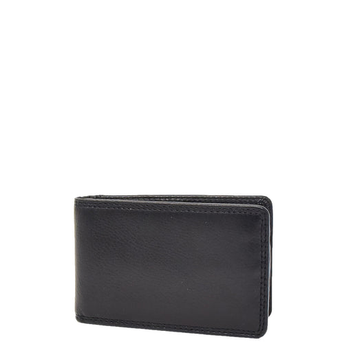Slim Fold Leather Card Wallet Madrid Black