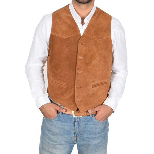 mens tan suede waistcoat