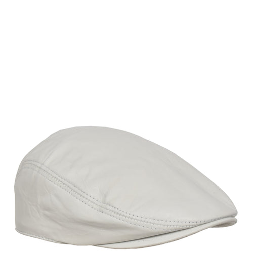 white leather flat cap