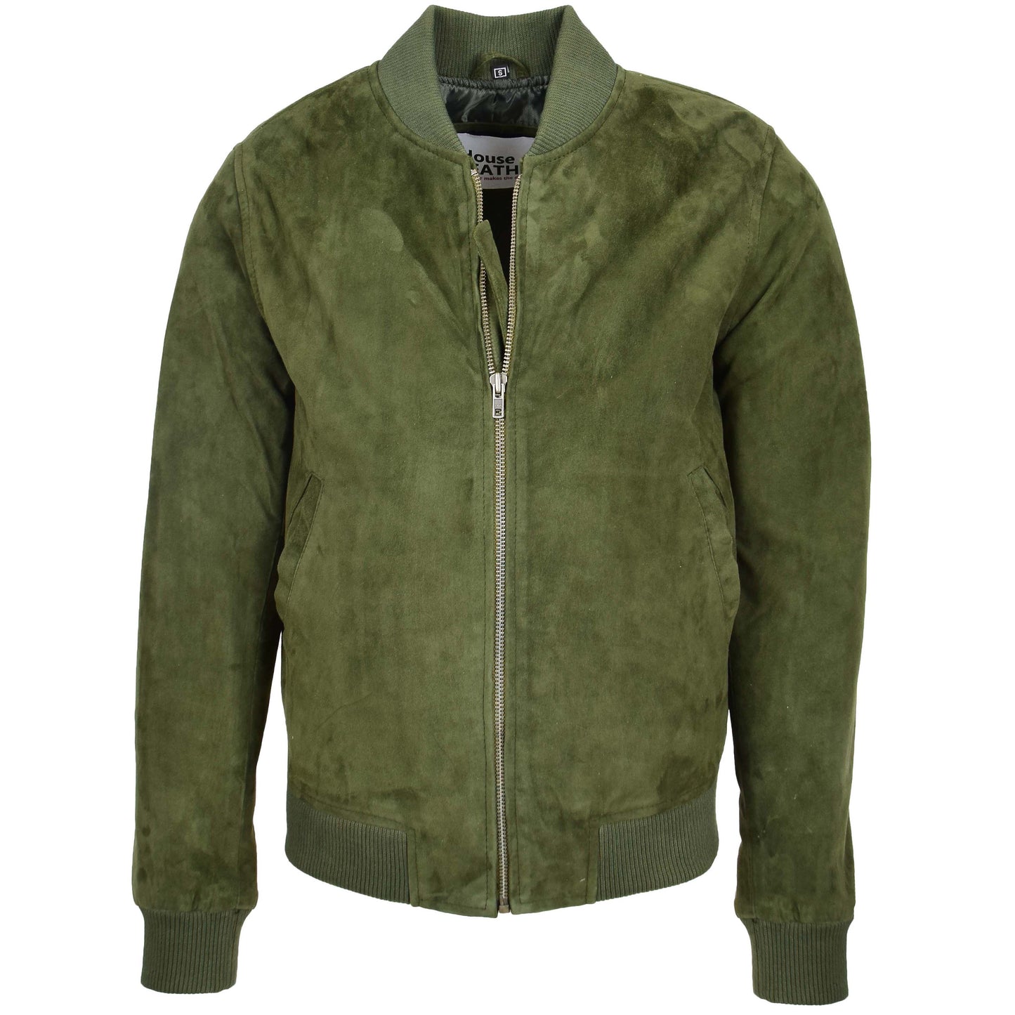 Mens Suede MA-1 Bomber Jacket Trevor Green