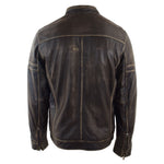 Mens Real Leather Biker Jacket Vintage Rub Off Effect RICKY 2
