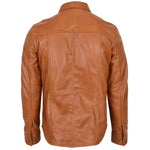 Mens Leather Shirt Classic Trucker Style Oliver Tan 1