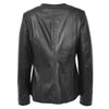 Womens Classic Soft Leather Collarless Jacket Jade Black 1