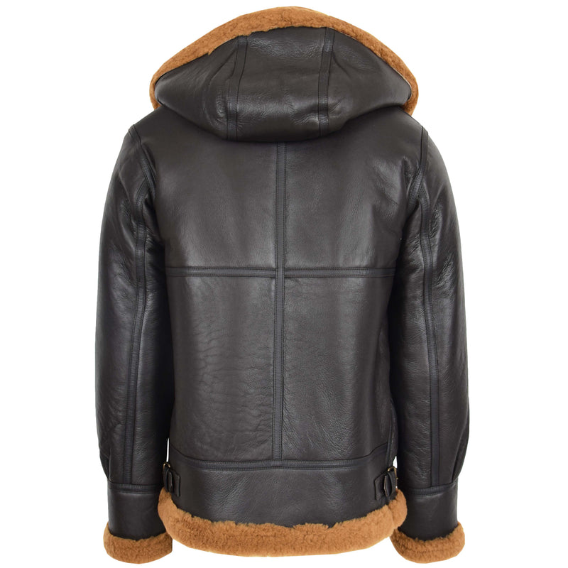 Men's B3 Sheepskin Jacket Detachable Hoodie Ruben Brown Ginger 1