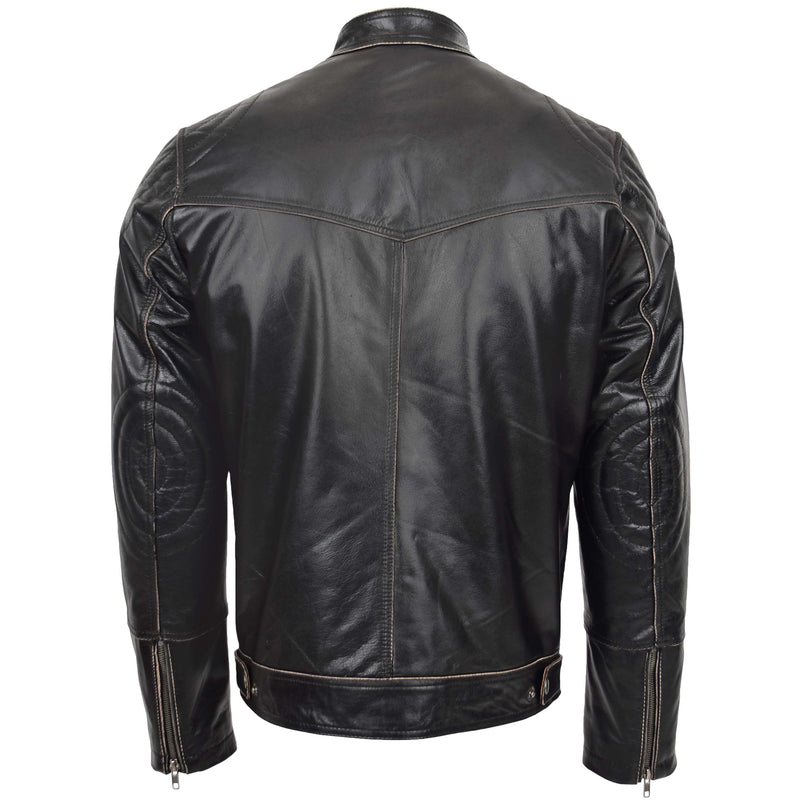 Mens Leather Vintage Biker Jacket Colin Dark Brown 1