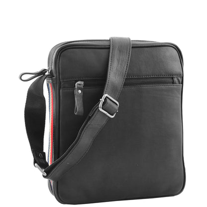 Mens Leather Cross Body Travel Flight Bag Aller Black