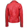 Womens Cross Zip Biker Leather Jacket Cara Red 1