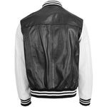 Mens Leather College Boy Varsity Jacket Garry Black White 1