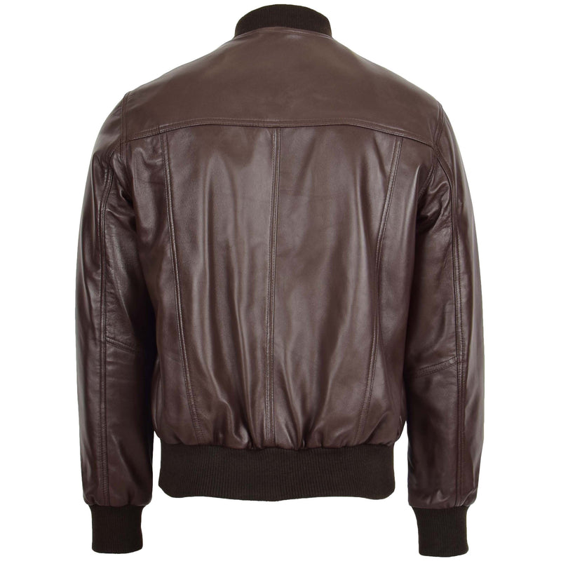 Mens Leather MA-1 Bomber Jacket Ryan Brown 1