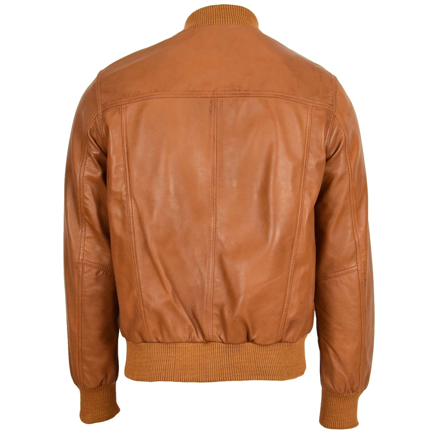 Mens Leather MA-1 Bomber Jacket Ryan Tan 1