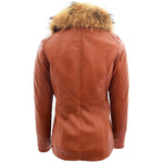 Womens Leather Jacket with Detachable Collar Dalia Cognac 1