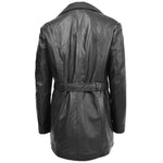Womens Leather Trench Coat with Belt Shania Black 1