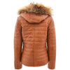 Womens Leather Puffer Coat Detachable Hooded Lucy Tan 1