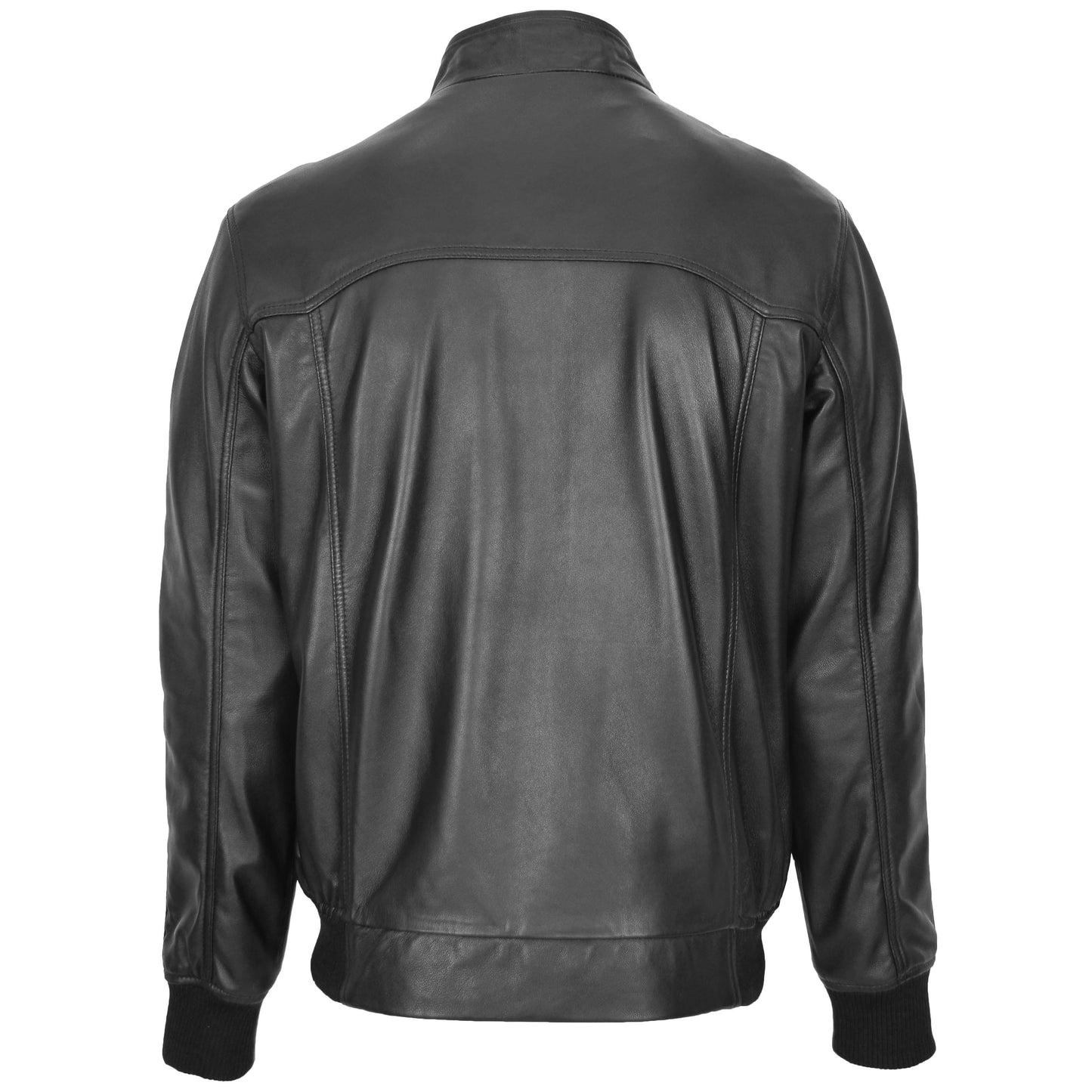 Mens Real Leather Bomber Jacket Raglan Shoulder Francis Black 1