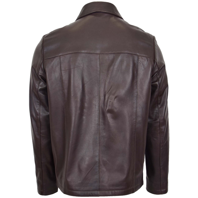 Mens Leather Zip Box Harrington Jacket James Brown 1