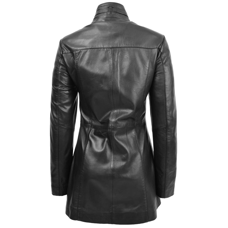 Womens Leather Dual Zip Fastening Jacket Kendall Black 1