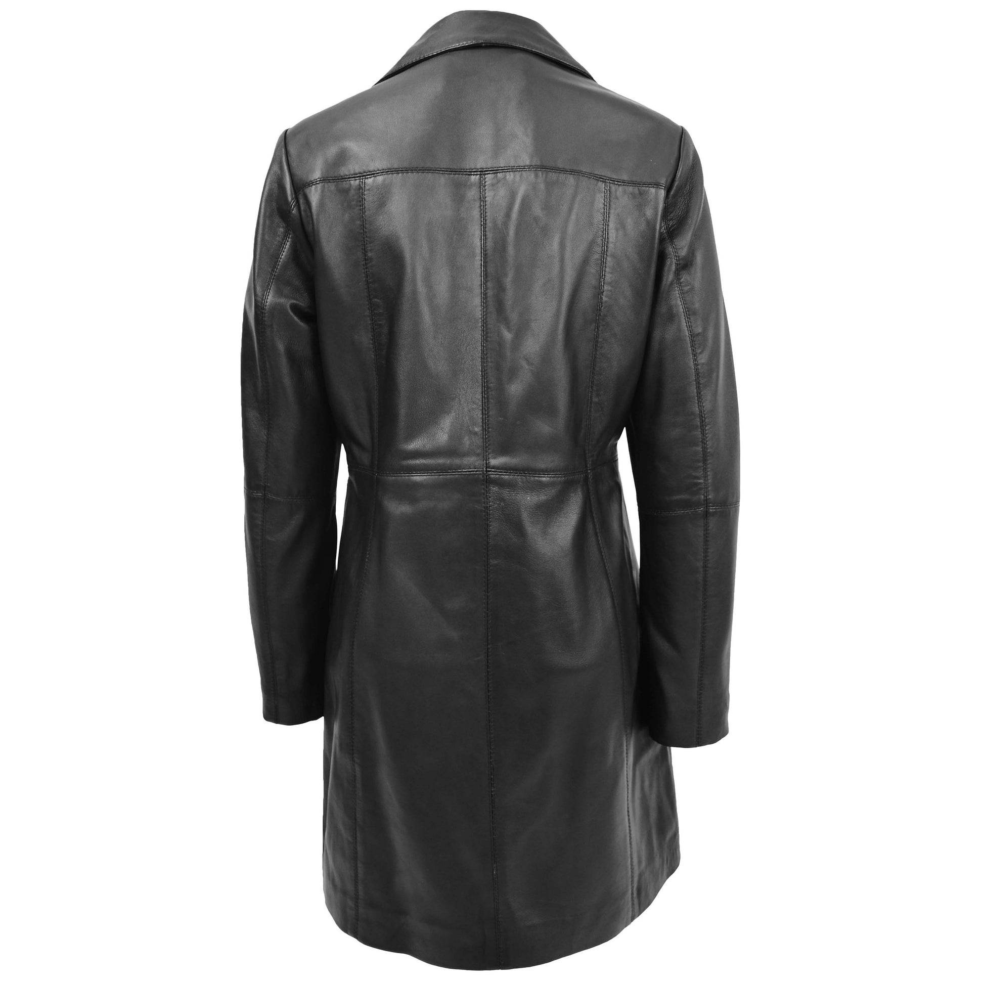 Womens 3/4 Length Soft Leather Classic Coat Macey Black 1