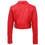 Womens Leather Cropped Biker Style Jacket Demi Red 1
