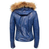 Womens Detachable Hoodie Biker Leather Jacket Lily Blue 1