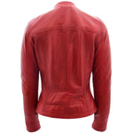 Womens Leather Classic Biker Style Jacket Tayla Red 1
