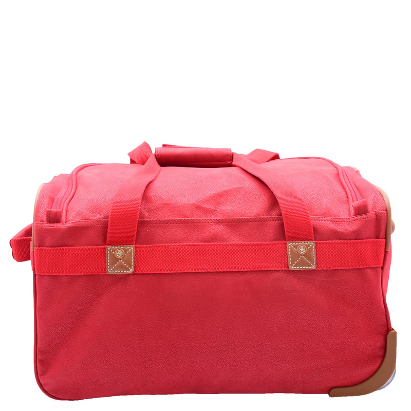 Faux Leather Mid Size Wheeled Holdall H052 Red 2
