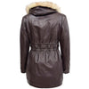 Womens Detachable Hoodie Leather Coat Kathy Brown 1