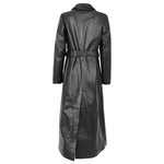 Womens Leather Full Length Classic Coat Gabbie Black 1