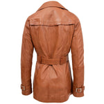Womens Leather Double Breasted Trench Coat Sienna Tan 1