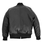 Boys Real Leather Bomber Varsity Style Jacket Lucas Black 1