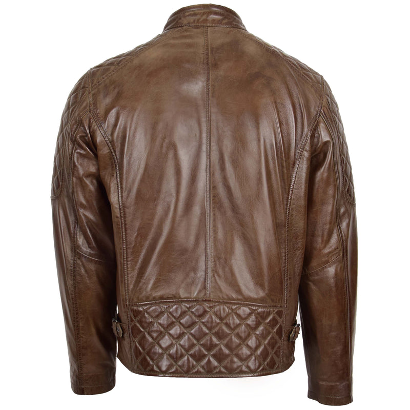 Mens Leather Biker Style Jacket with Quilt Detail Jackson Timber 1