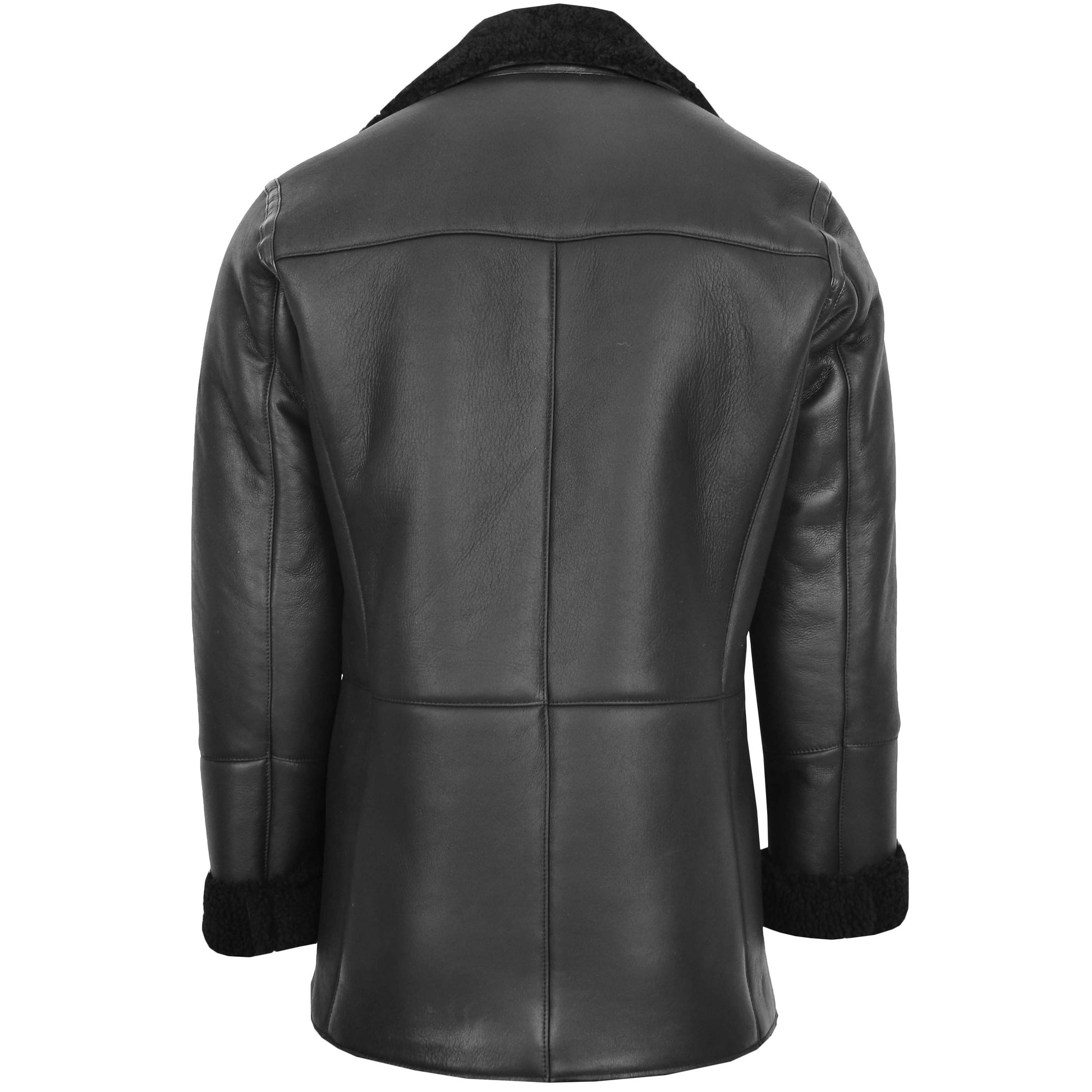 Mens Double Breasted Sheepskin Jacket Theo Black 1