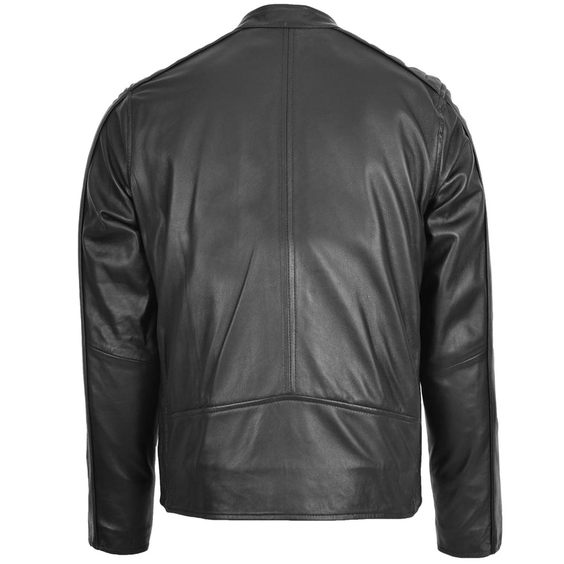 Mens Leather Casual Biker Fashion Jacket Andy Black 1