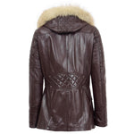 Womens Original Duffle Style Leather Coat Ariel Brown 2