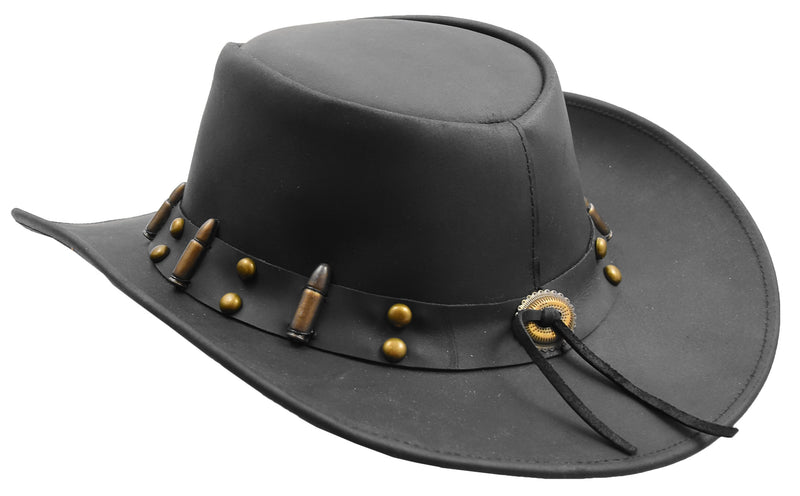 Cowboy Western Genuine Leather Hat HL0010 Black 1