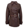 Womens Leather Double Breasted Trench Coat Sienna Brown 2