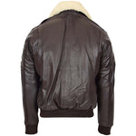 Mens Leather Jacket with Detachable Collar Pilot-N Brown 1