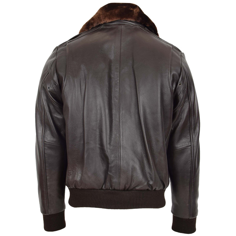 Mens Leather Bomber Pilot Jacket Removable Collar Leroy Brown 1