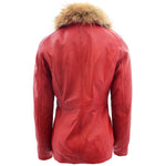 Womens Leather Jacket with Detachable Collar Dalia Red 1