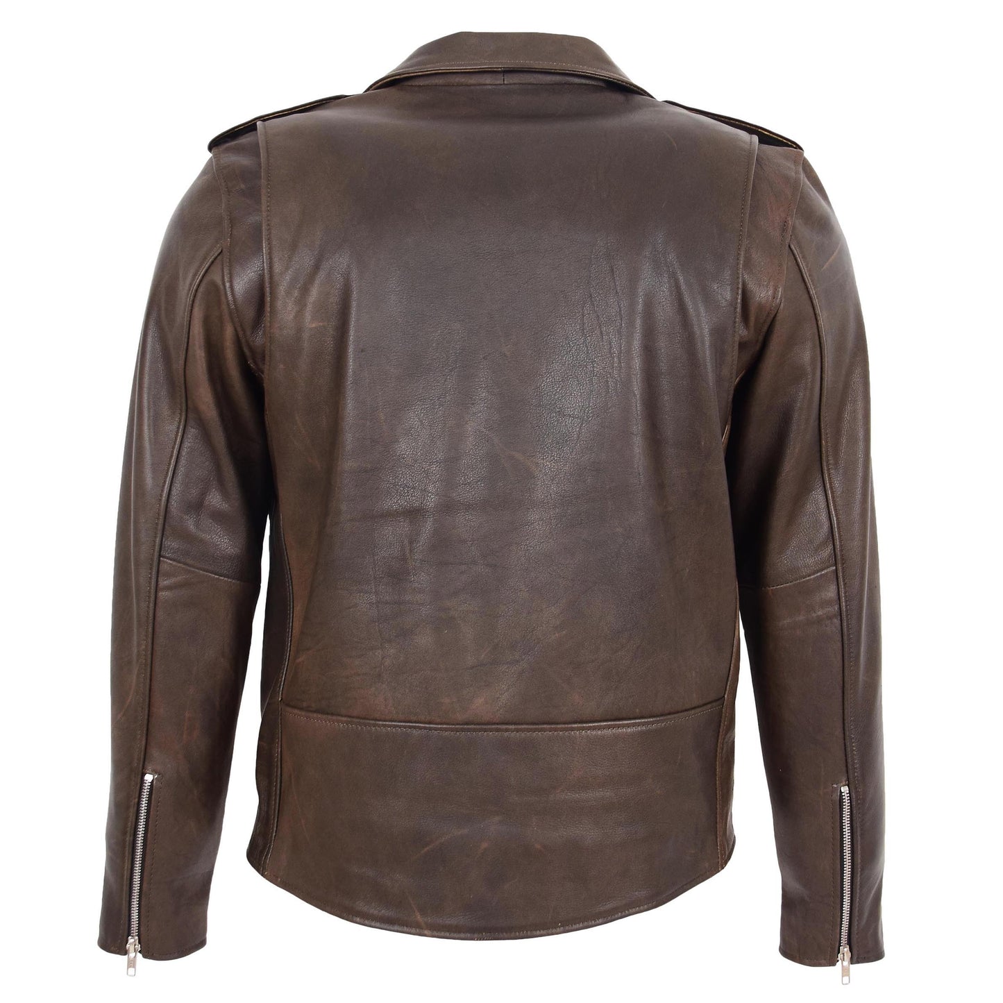 Mens Heavy Duty Leather Biker Brando Jacket Kyle Antique Brown