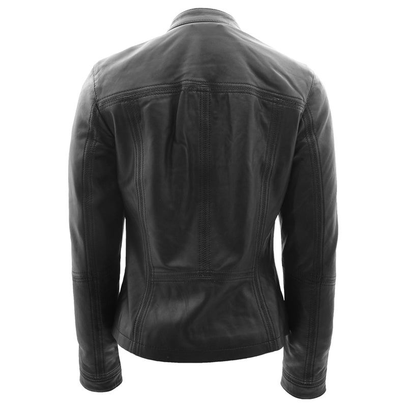 Womens Leather Classic Biker Style Jacket Tayla Black 1