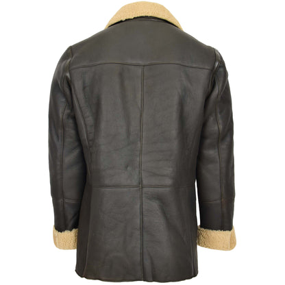 Mens Double Breasted Sheepskin Jacket Theo Brown 1