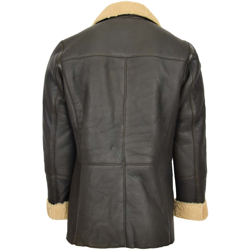 Mens Double Breasted Sheepskin Jacket Theo Brown 1