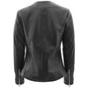 Womens Real Leather Collarless Jacket Moreno Black 1
