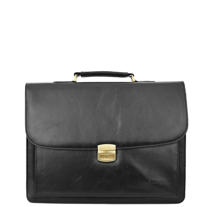 Mens Faux Leather Flap Over Briefcase Windsor Black 2