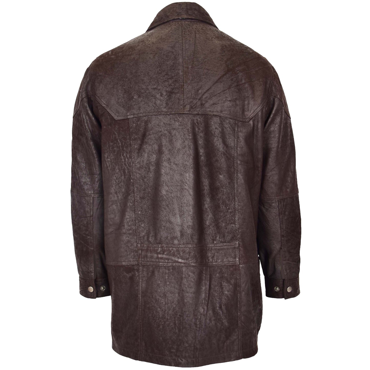 Mens Classic Leather Winter Car Coat M2 Brown 1