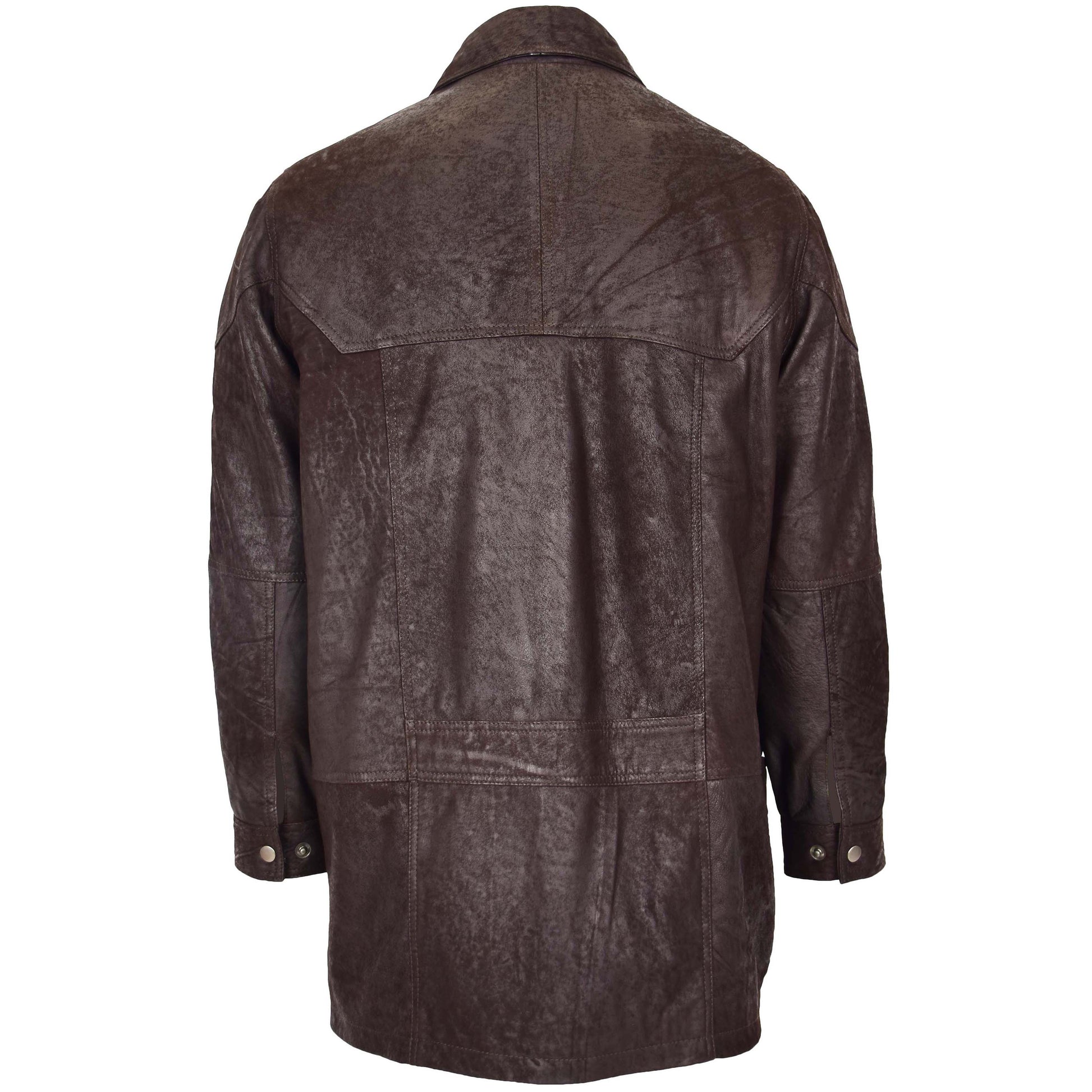 Mens Classic Leather Winter Car Coat M2 Brown 1