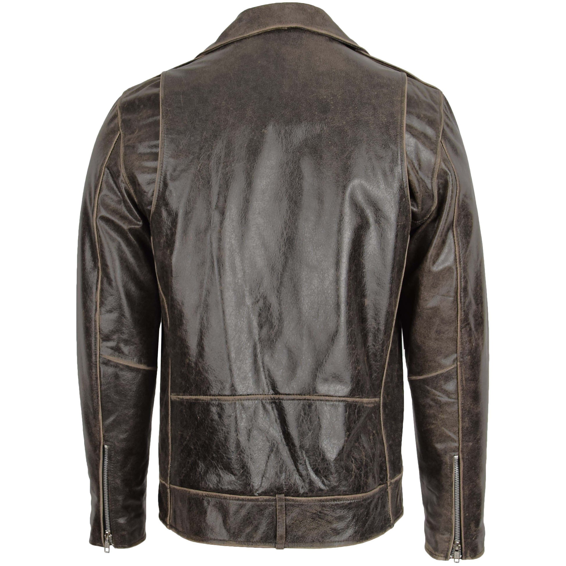 Mens Leather Biker Brando Design Jacket Neil Brown 1